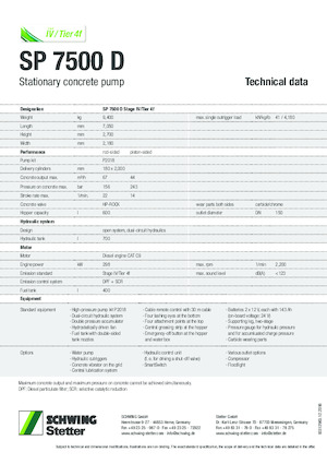 Pompe de beton staționare SCHWING-Stetter SP 7500 D