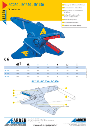 Clești/dispozitive/echipamente de tăiat metale/fier vechi Arden BC 450