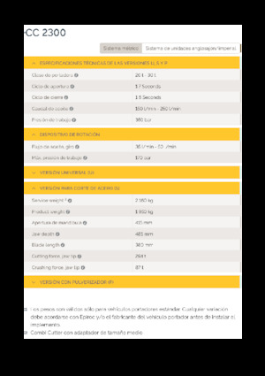 Clești/dispozitive/echipamente de tăiat metale/fier vechi Epiroc CC 2300 S