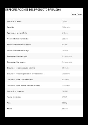 Clești/dispozitive/echipamente de tăiat metale/fier vechi Caterpillar S308