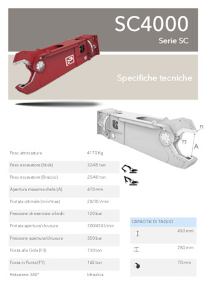 Clești/dispozitive/echipamente de tăiat metale/fier vechi Promove SC 4000