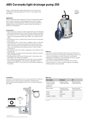 Pompe de canalizare ABS-Pumpen Coronada 250 W