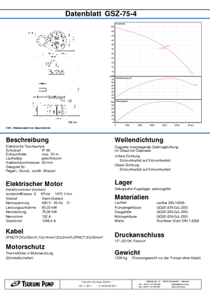 Pompe de canalizare Tsurumi-Pumpen GSZ75-4