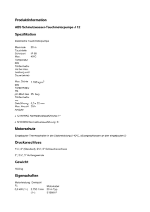 Pompe de canalizare ABS-Pumpen J 12 W/KS