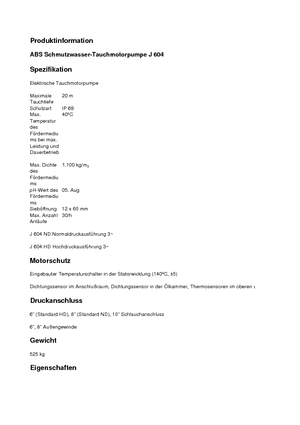 Pompe de canalizare ABS-Pumpen J 604 HD