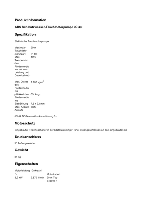 Pompe de canalizare ABS-Pumpen JC 34 HD