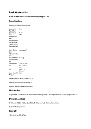 Pompe de canalizare ABS-Pumpen J 84 LD direkt