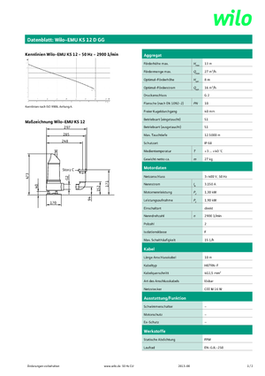 Pompe de canalizare WILO-EMU Pumpen EMU KS 12D GG 