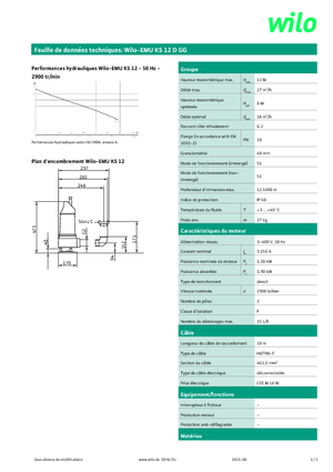 Pompe de canalizare WILO-EMU Pumpen EMU KS 12D GG 