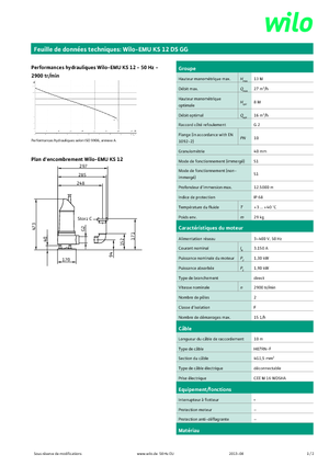 Pompe de canalizare WILO-EMU Pumpen EMU KS 12DS GG 