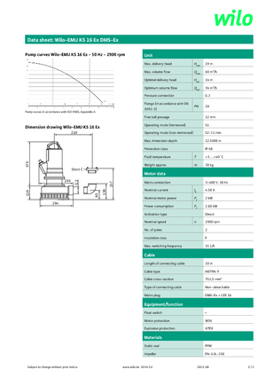Pompe de canalizare WILO-EMU Pumpen KS 16Ex DMS-Ex
