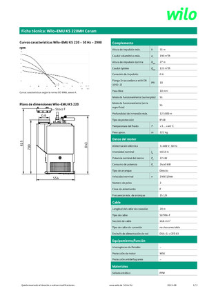 Pompe de canalizare WILO-EMU Pumpen KS 220 MH Ceram