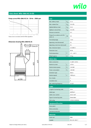 Pompe de canalizare WILO-EMU Pumpen EMU KS 24DS 