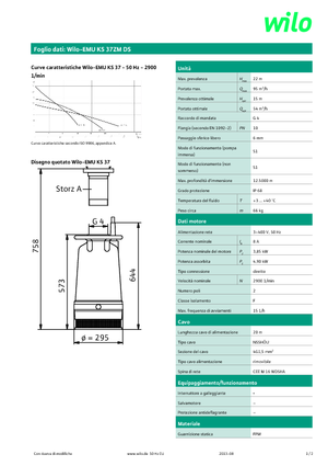 Pompe de canalizare WILO-EMU Pumpen KS 37 ZM DS