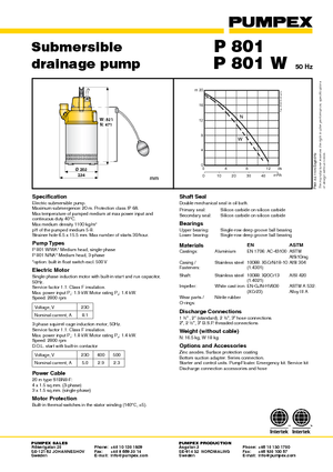 Pompe de canalizare Pumpex P 801 N 32