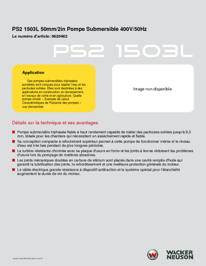 Pompe de canalizare Wacker Neuson PS2 1503 L