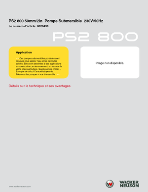 Pompe de canalizare Wacker Neuson PSA2 800