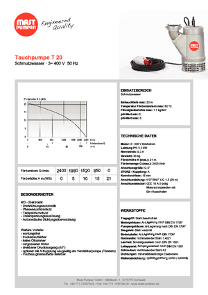 Pompe de canalizare Mast-Pumpen T 20