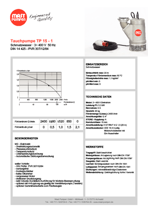 Pompe de canalizare Mast-Pumpen TP 15-1