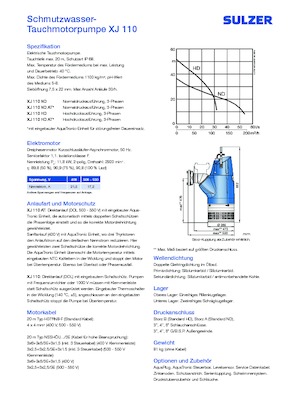 Pompe de canalizare Sulzer XJ 110 ND