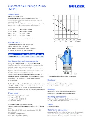 Pompe de canalizare Sulzer XJ 110 ND