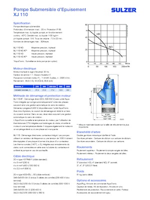 Pompe de canalizare Sulzer XJ 110 ND