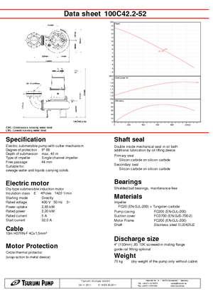 Pompe de apă uzată Tsurumi-Pumpen 100C42.2