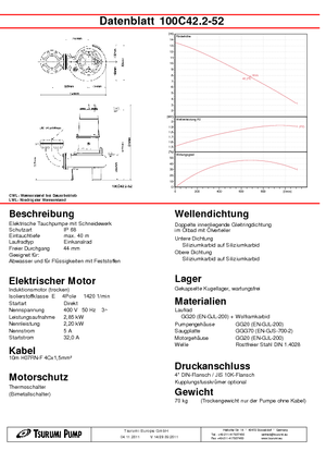 Pompe de apă uzată Tsurumi-Pumpen 100C42.2