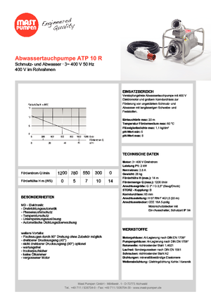 Pompe de apă uzată Mast-Pumpen ATP 10 R