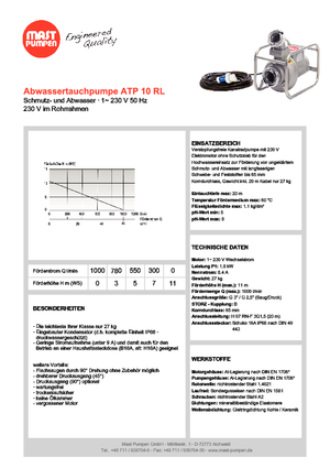Pompe de apă uzată Mast-Pumpen ATP 10 RL