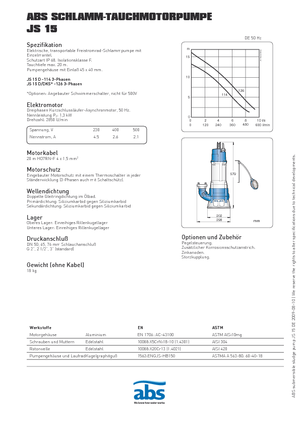 Pompe de apă uzată ABS-Pumpen JS 15 D
