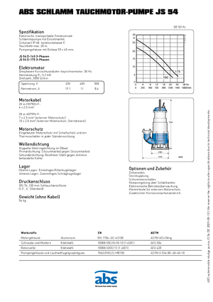 Pompe de apă uzată ABS-Pumpen JS 54 D