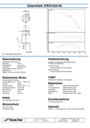 Pompe de apă uzată Tsurumi-Pumpen KRS1022-50