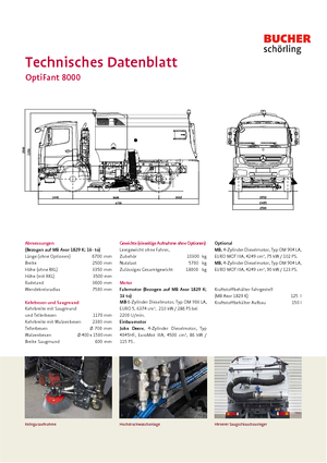 Măturători stradale montate pe camion, operare duală Bucher-Schörling Optifant 8000