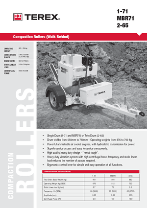 Cilindri vibratori în tandem Terex 1-71