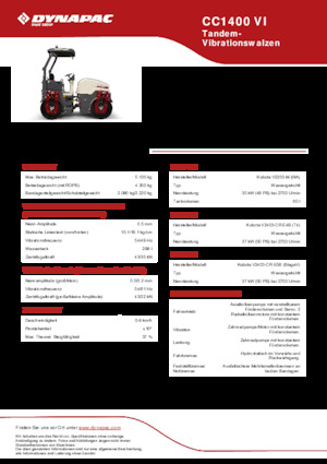 Cilindri vibratori în tandem Dynapac CC 1400 VI