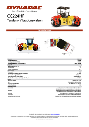 Cilindri vibratori în tandem Dynapac CC 224 HF