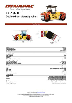 Cilindri vibratori în tandem Dynapac CC 234 HF