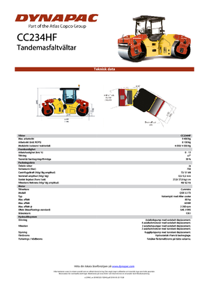 Cilindri vibratori în tandem Dynapac CC 234 HF