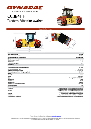 Cilindri vibratori în tandem Dynapac CC 384 HF