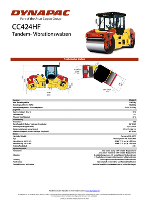 Cilindri vibratori în tandem Dynapac CC 424 HF