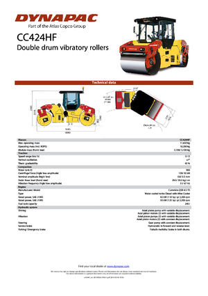 Cilindri vibratori în tandem Dynapac CC 424 HF