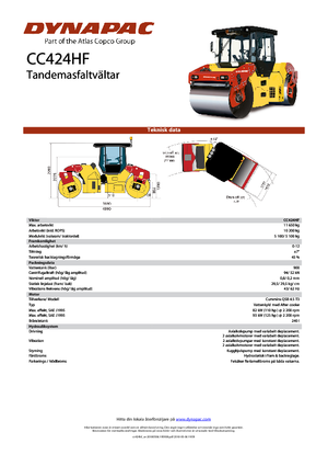 Cilindri vibratori în tandem Dynapac CC 424 HF