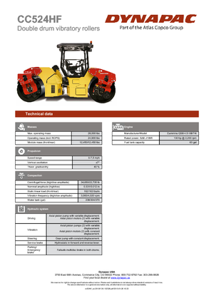Cilindri vibratori în tandem Dynapac CC 524 HF