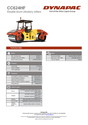 Cilindri vibratori în tandem Dynapac CC 624 HF