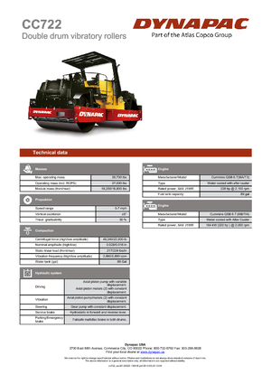 Cilindri vibratori în tandem Dynapac CC 722