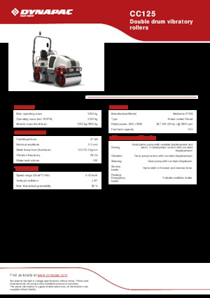 Cilindri vibratori în tandem Dynapac CC125