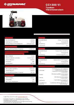 Cilindri vibratori în tandem Dynapac CC1300 VI