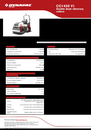 Cilindri vibratori în tandem Dynapac CC1400 VI