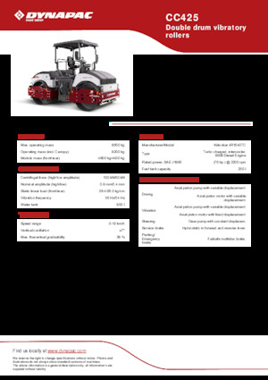 Cilindri vibratori în tandem Dynapac CC425